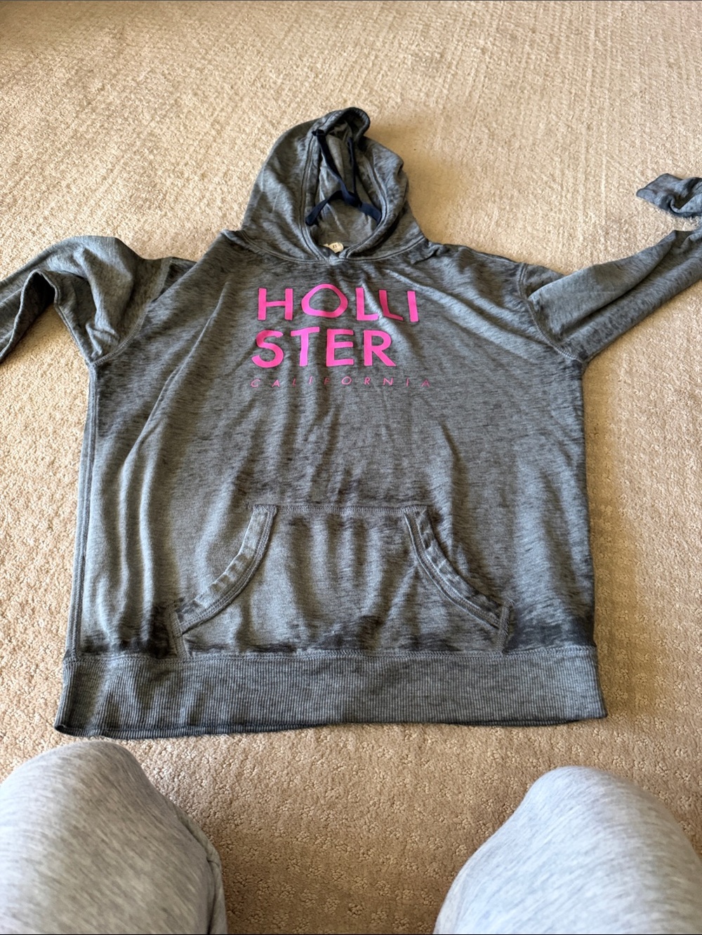 Hollister Gray Hoodie with Pink Logo